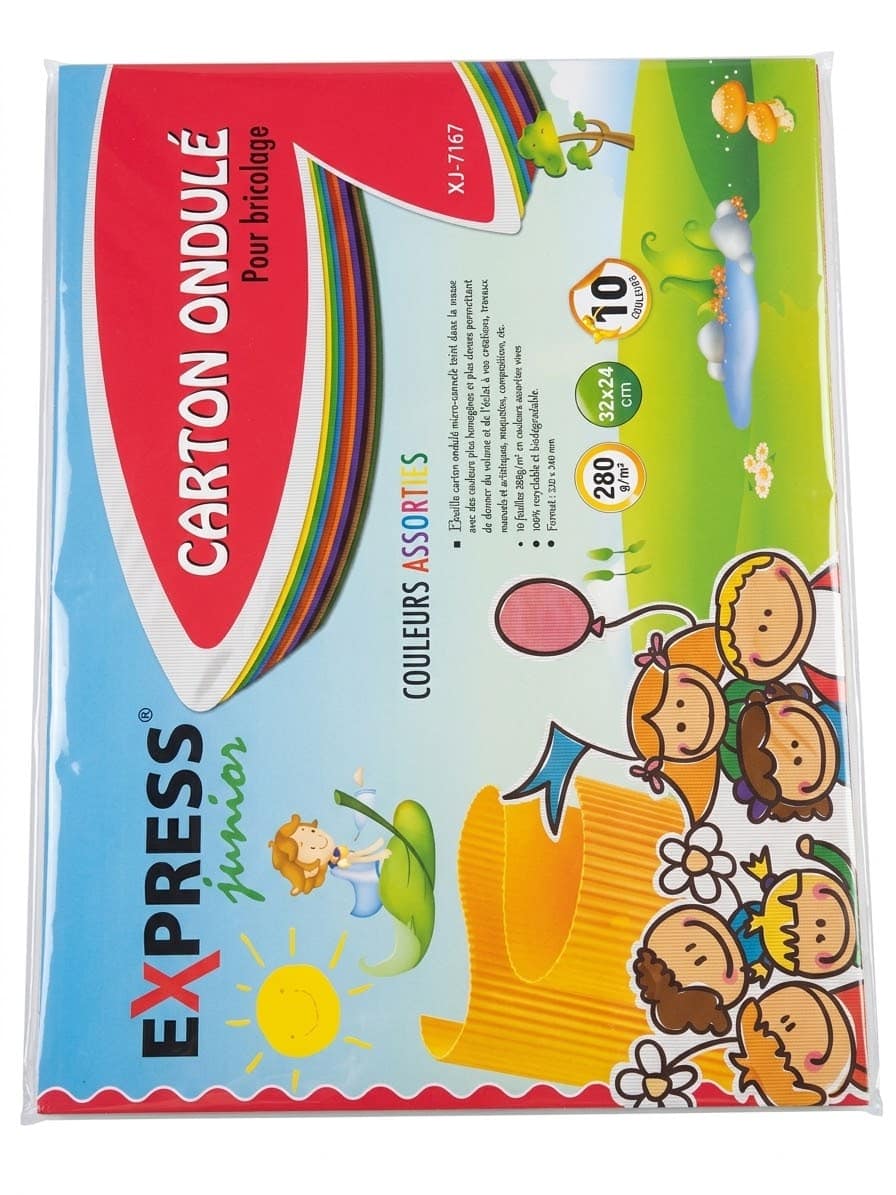 Carton ondulé 10 couleurs assorties 32x24cm