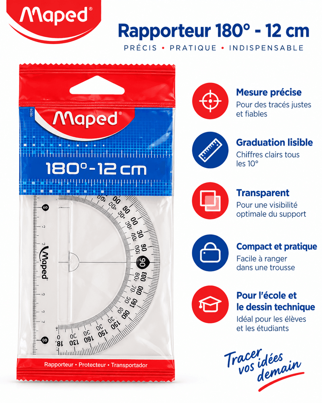 Rapporteur Maped 180 - 12 cm