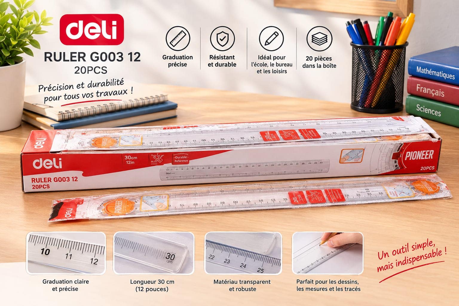 Règle Deli 30cm Pioneer